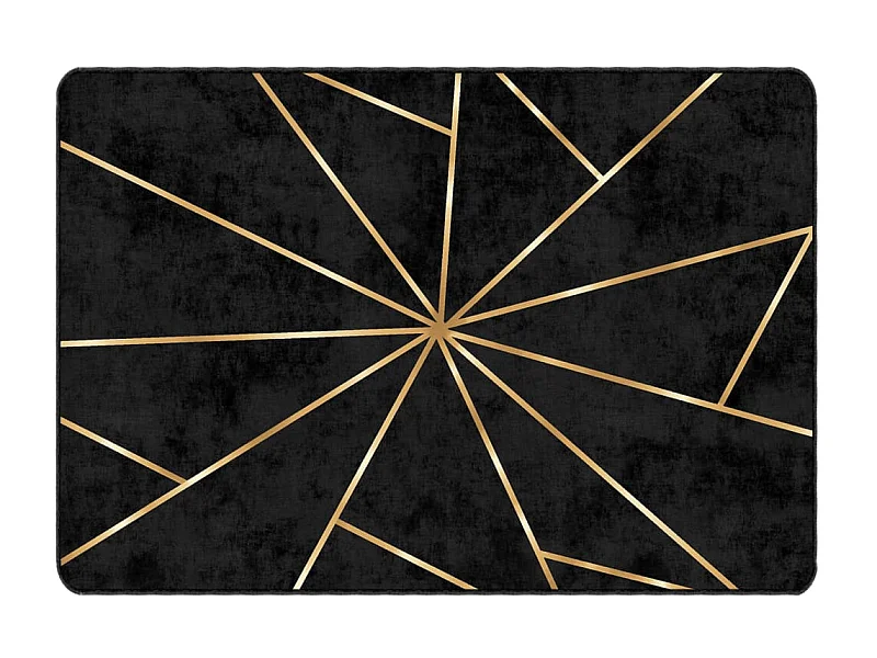 Tapete lavável preto e dourado 160x230 cm antiderrapante