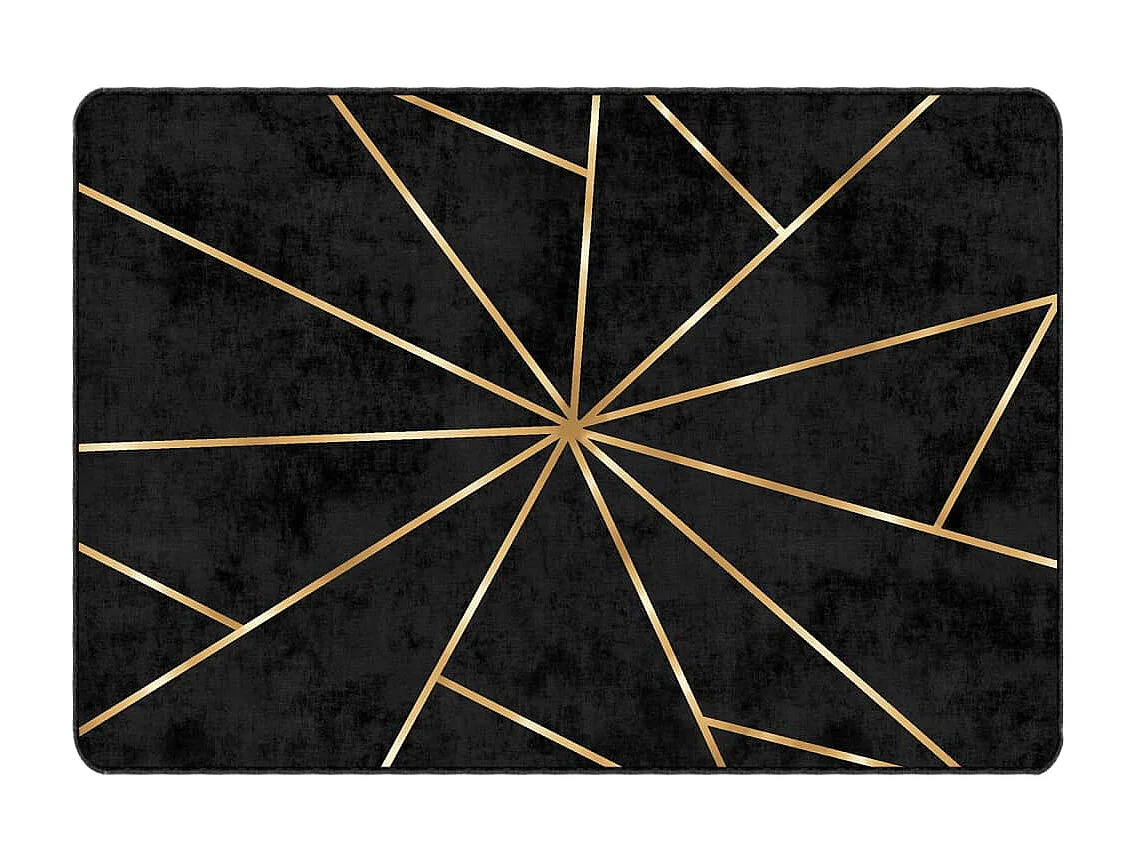 Alfombra lavable negra y dorada 160x230 cm antideslizante