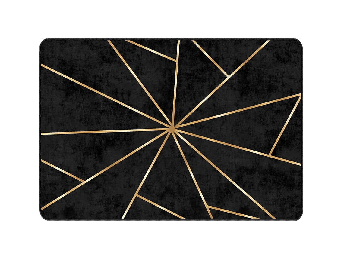 Tapis lavable noir et doré 160x230 cm antidérapant