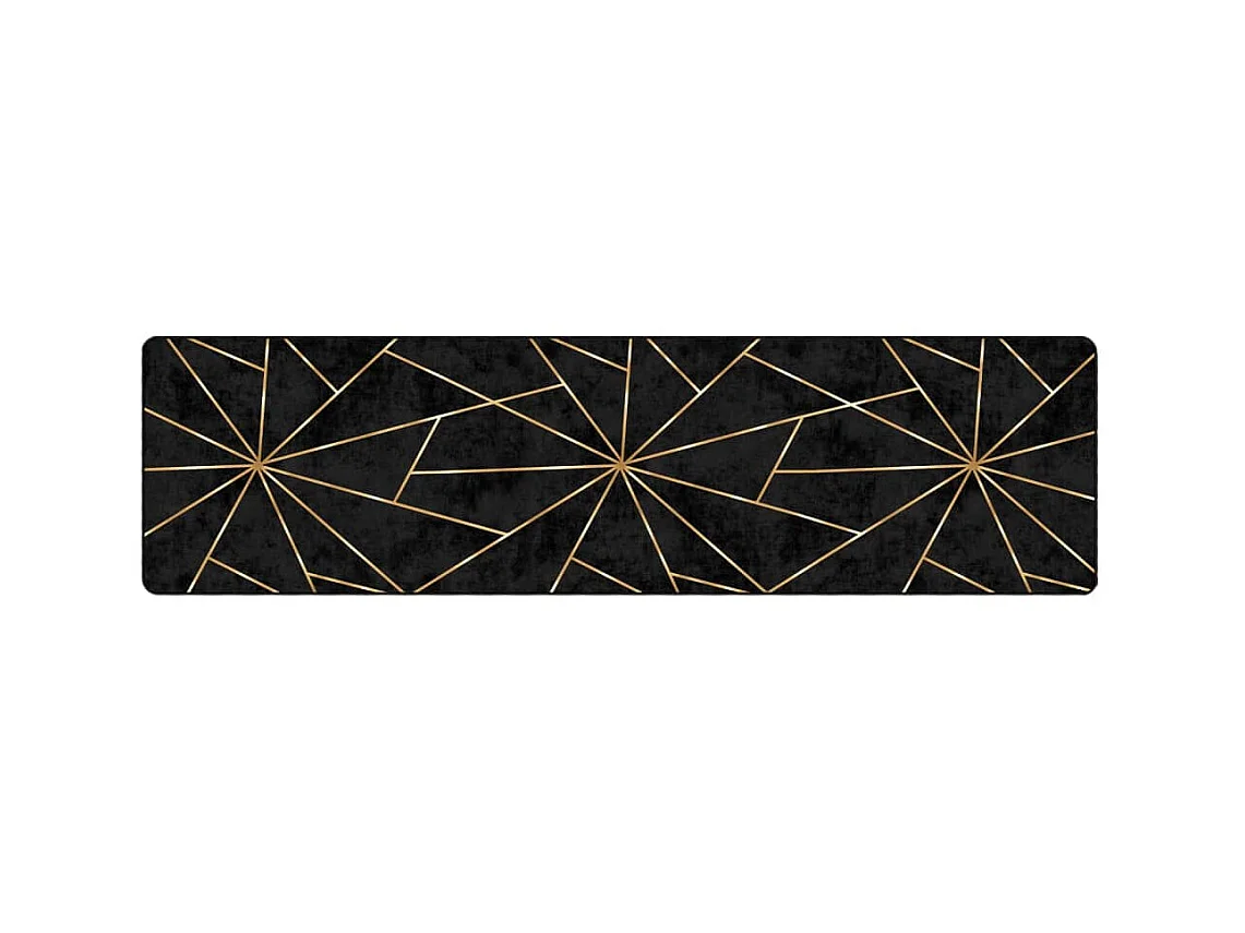 Tapis lavable noir et doré 80x300 cm antidérapant