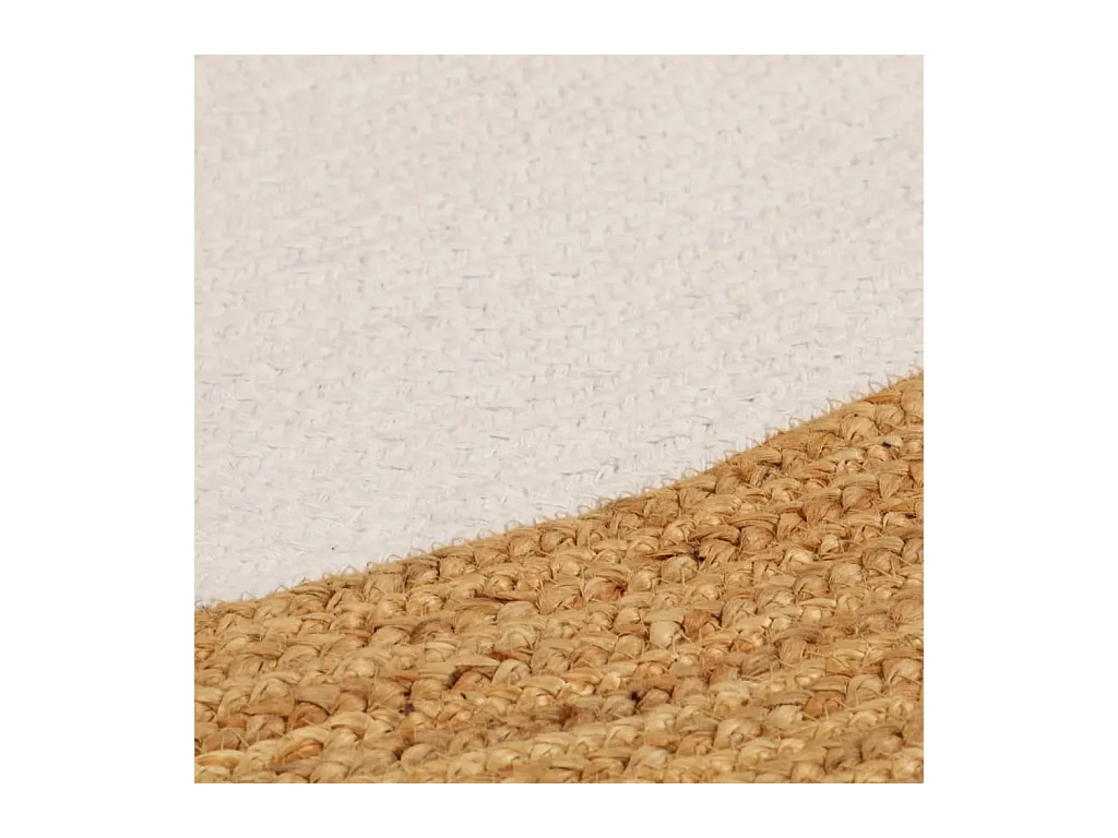 Tapis tressé Blanc et naturel 120 cm Jute et coton Rond