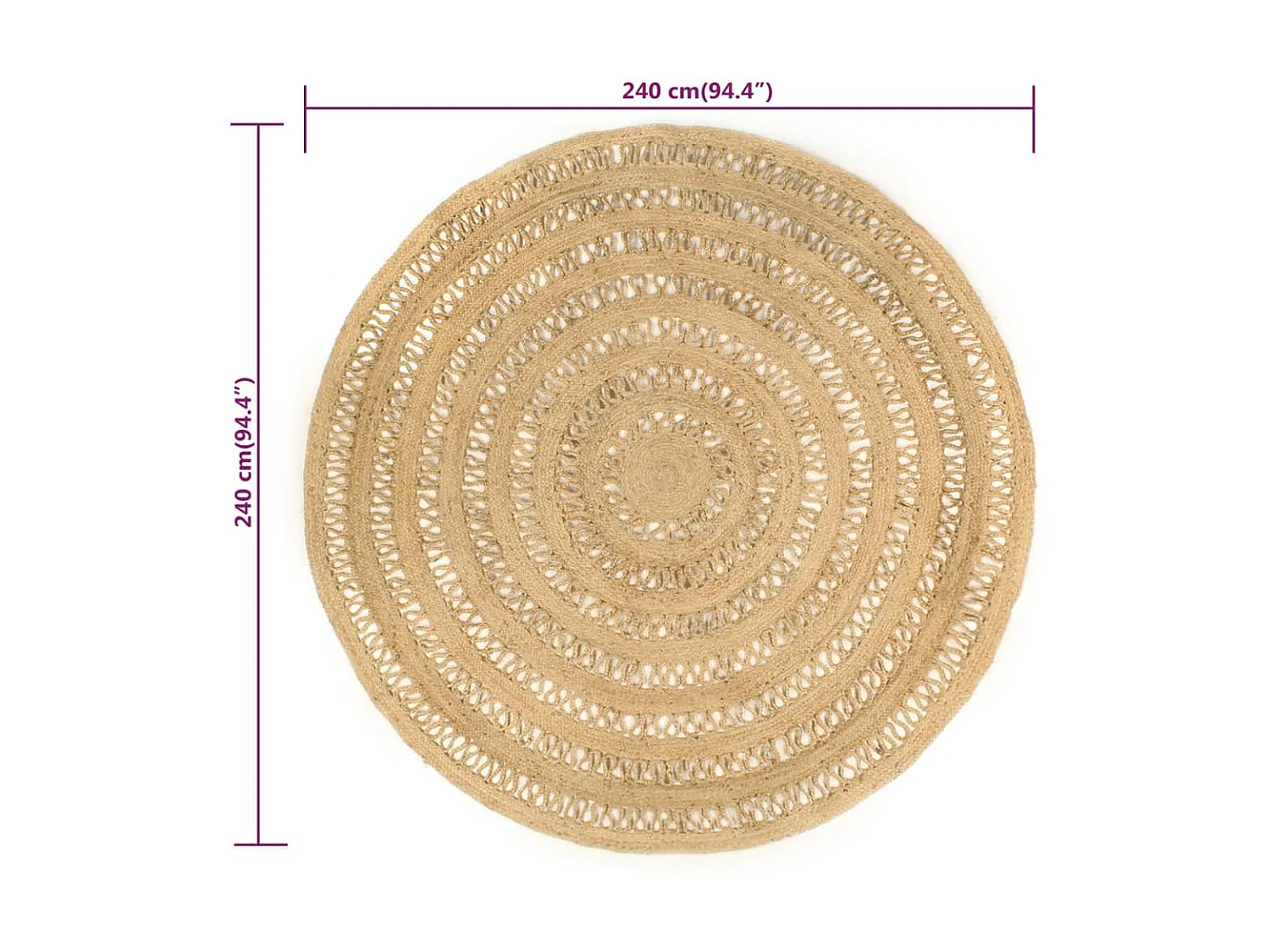 Tapis fait à la main Jute tressée 240 cm