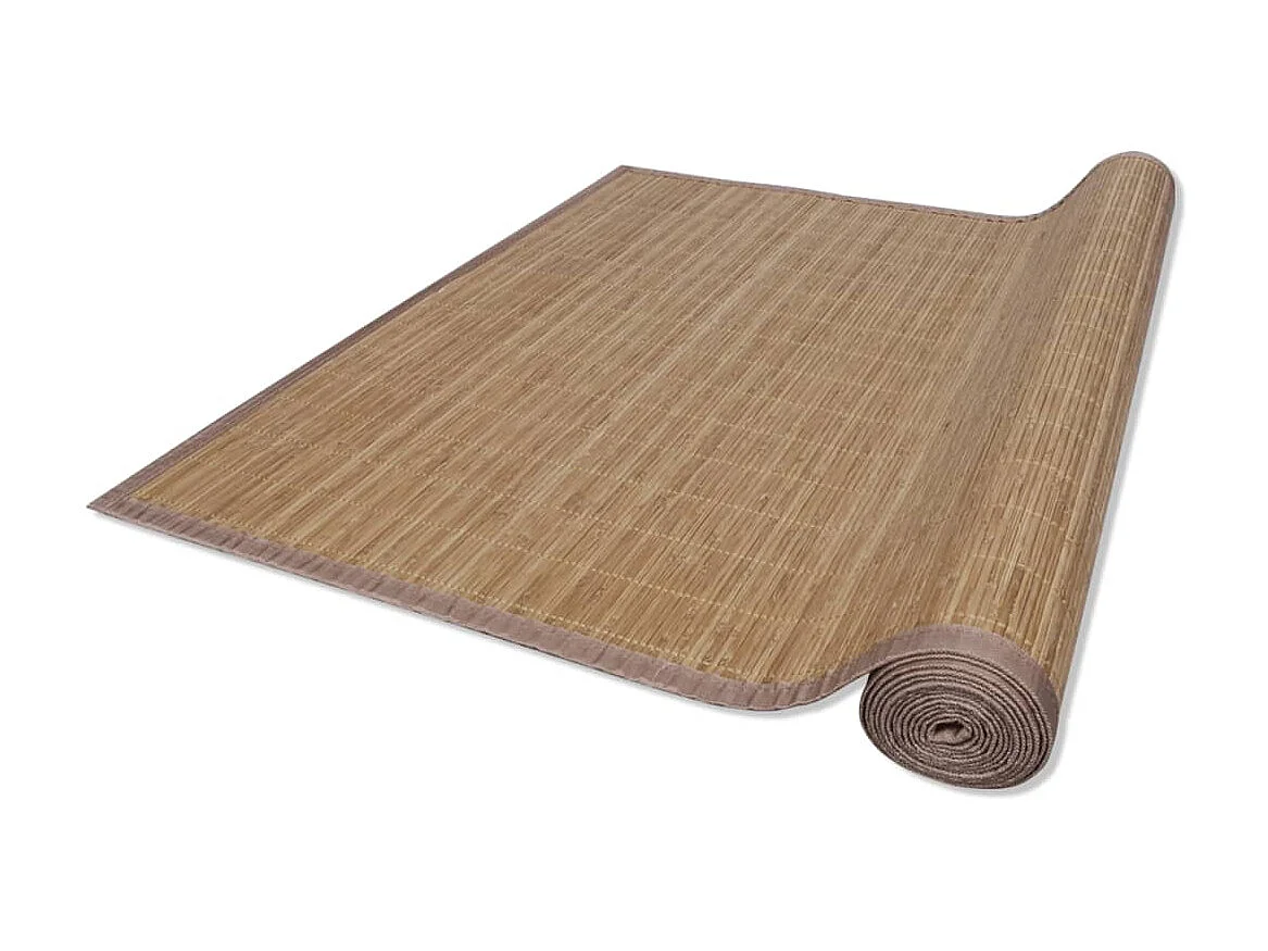 Alfombra de bambú marrón con lama rectangular 150 x 200 cm