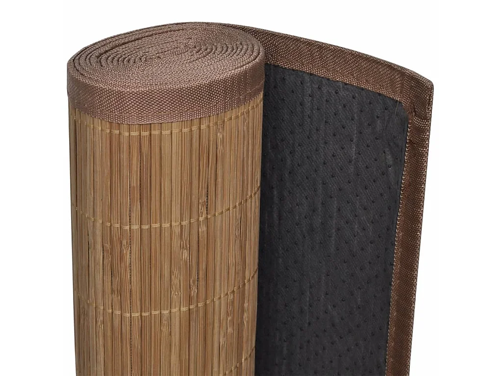 Alfombra de bambú marrón con lama rectangular 150 x 200 cm