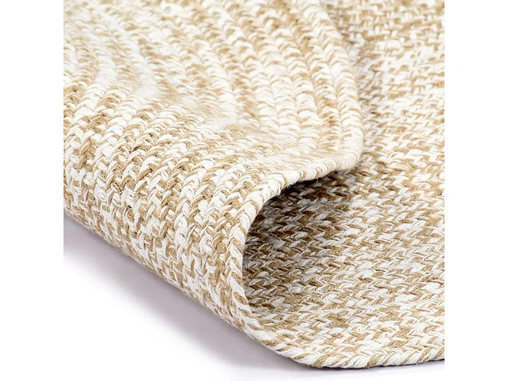 Handgemaakt vloerkleed Jute Wit en bruin 210 cm
