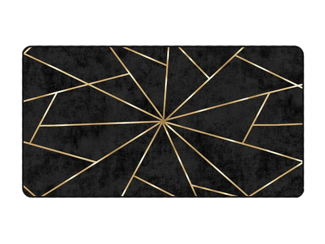 Tapis lavable noir et doré 80x150 cm antidérapant
