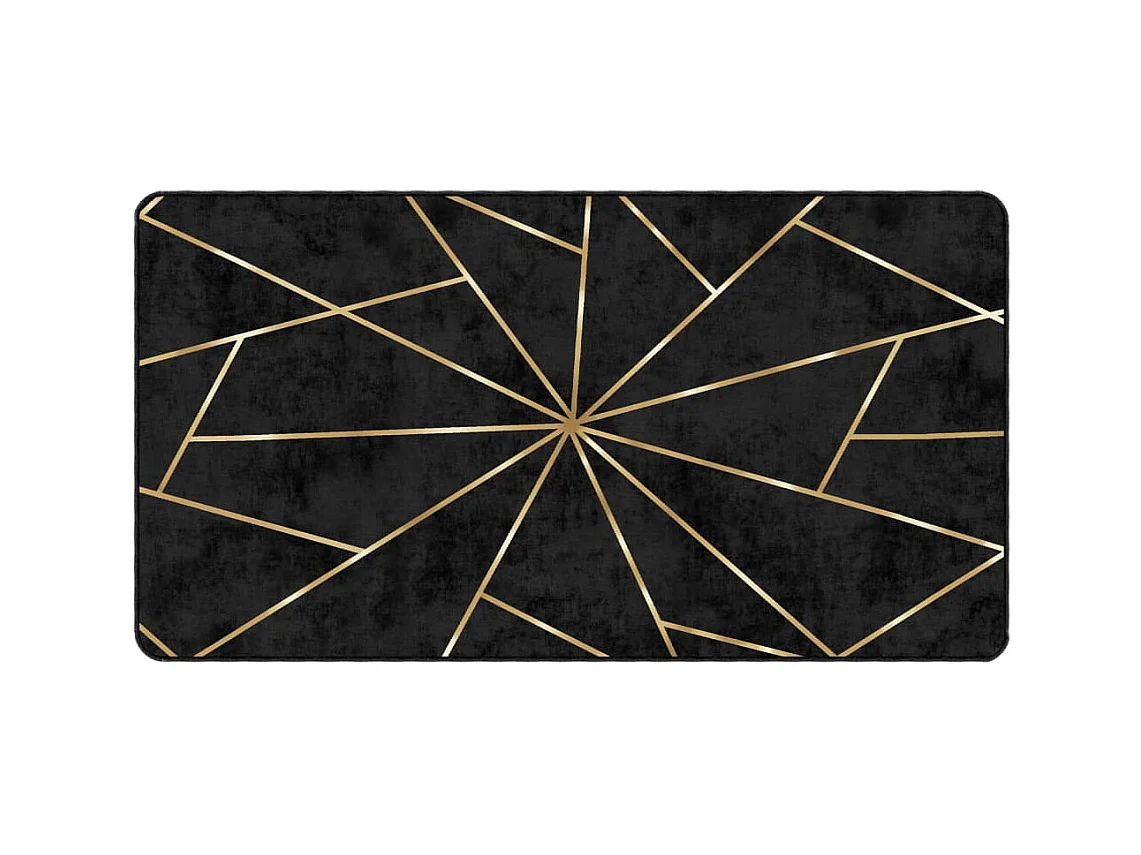 Waschbarer Teppich in Schwarz und Gold, 80 x 150 cm, rutschfest