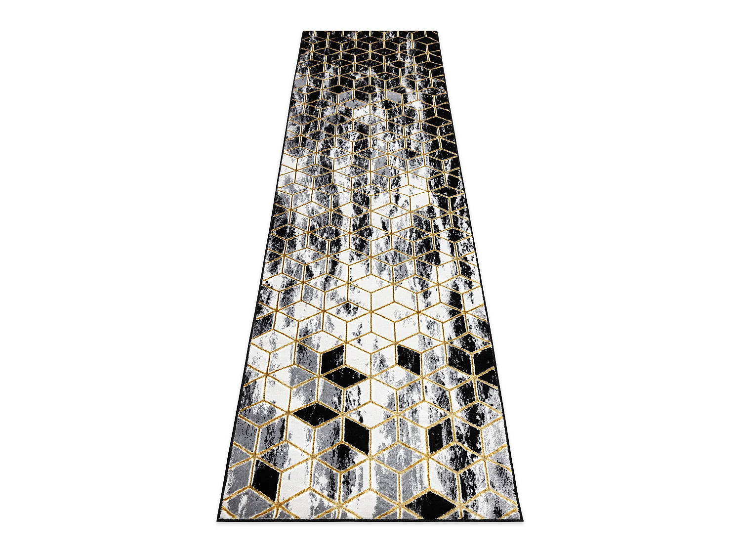Tapijt GLOSS modern 409A 82 Kubus, stijlvol, glamour, art deco zwart / 60x300 cm