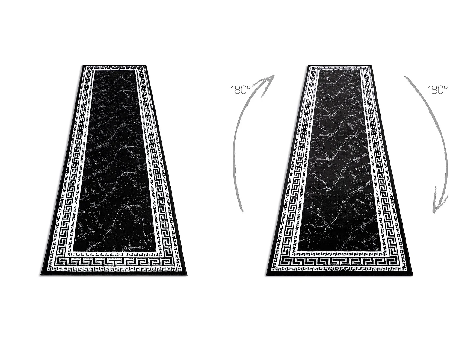 Tapijt GLOSS modern 2813 87 stijlvol, frame, Grieks zwart / grijs 60x200 cm