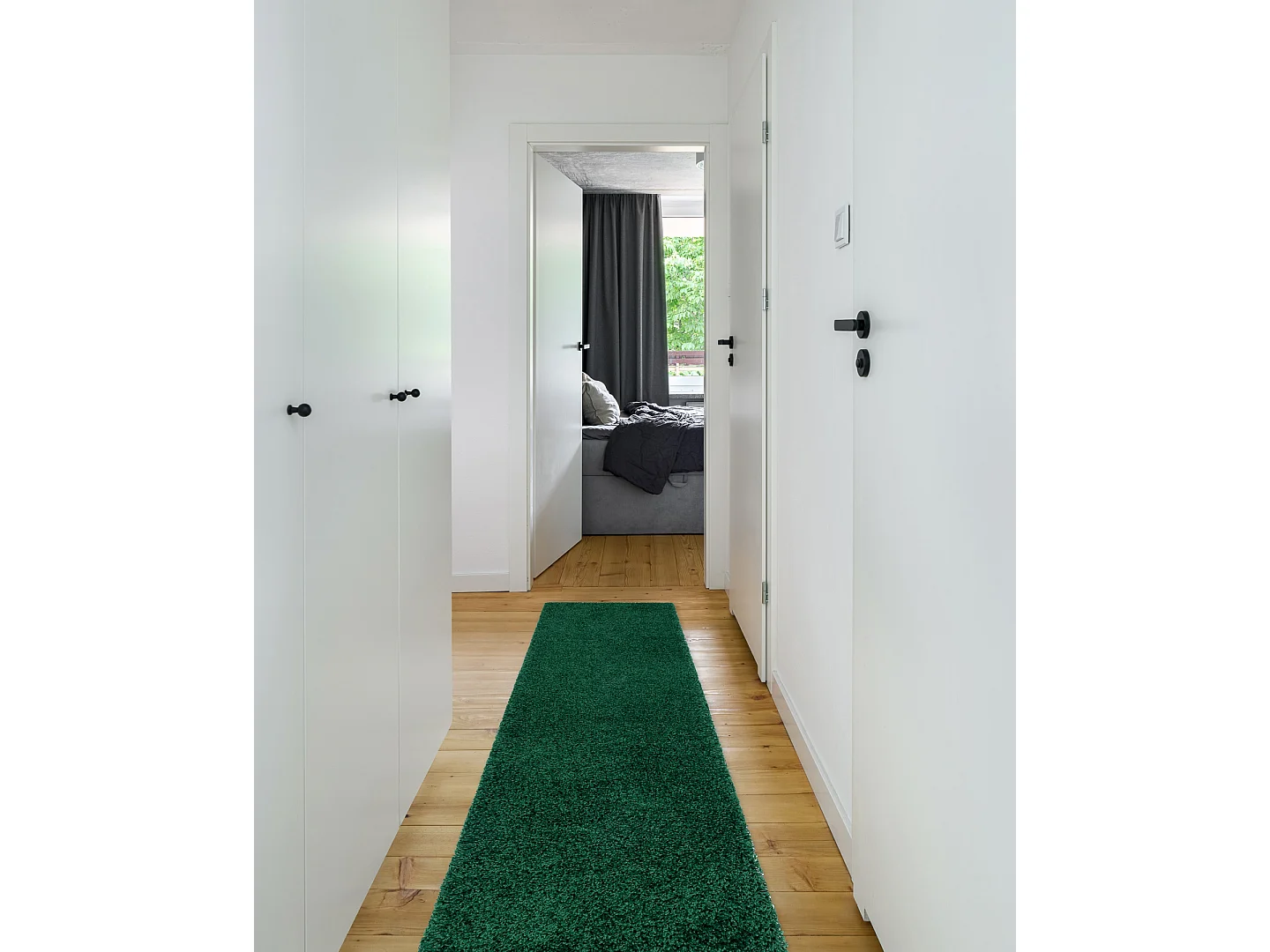 Tapete, Passadeira SOFFI shaggy 5cm bouteille verte - para cozinha, an 80x300 cm