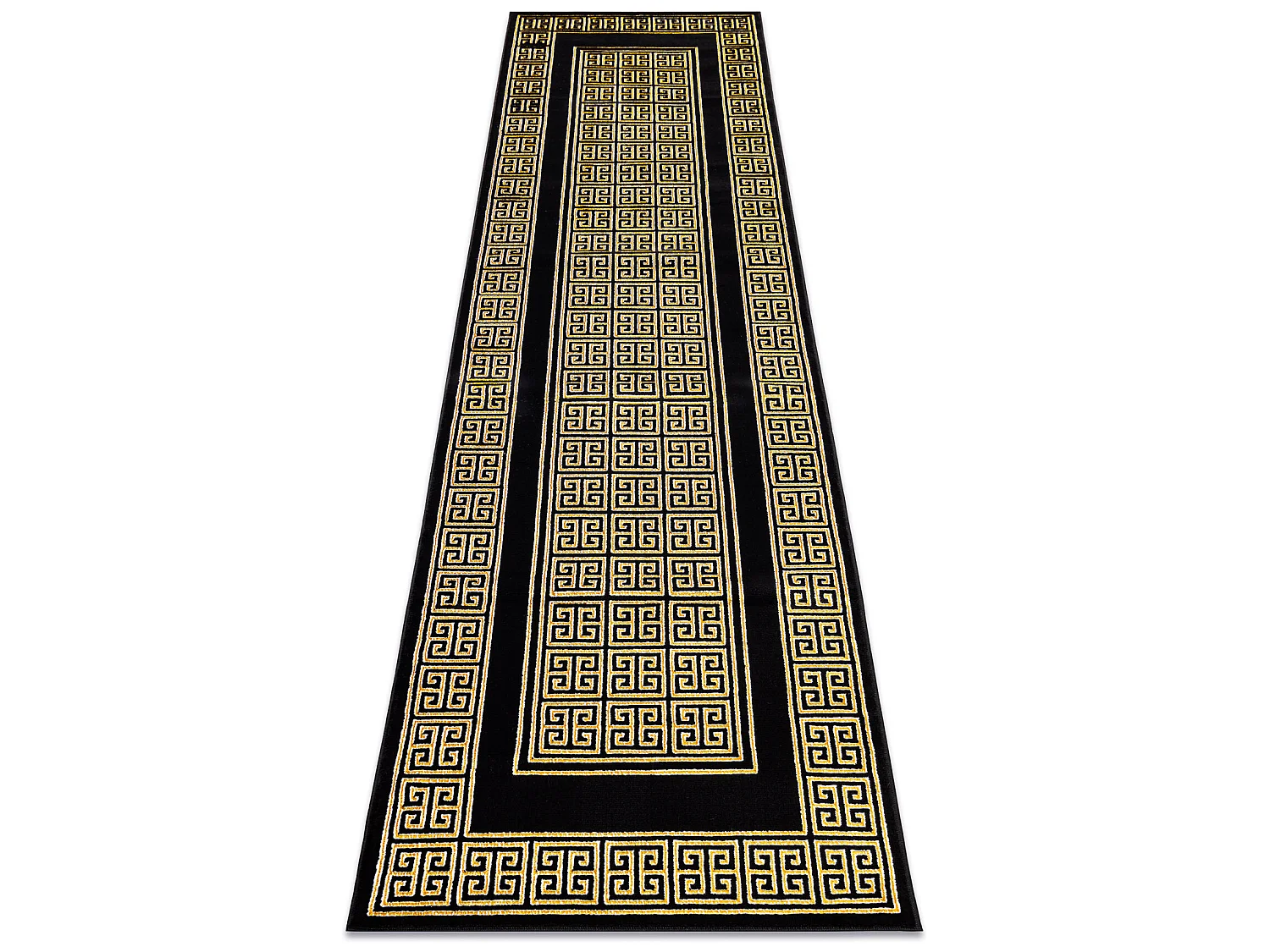 Tapijt GLOSS modern 6776 86 stijlvol, frame, Grieks zwart / goud 70x250 cm