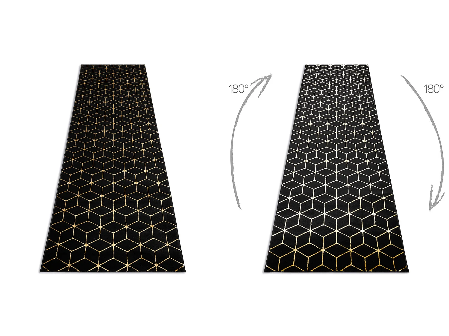 Tapijt GLOSS modern 409C 86 Kubus, stijlvol, glamour, art deco zwart / 70x300 cm