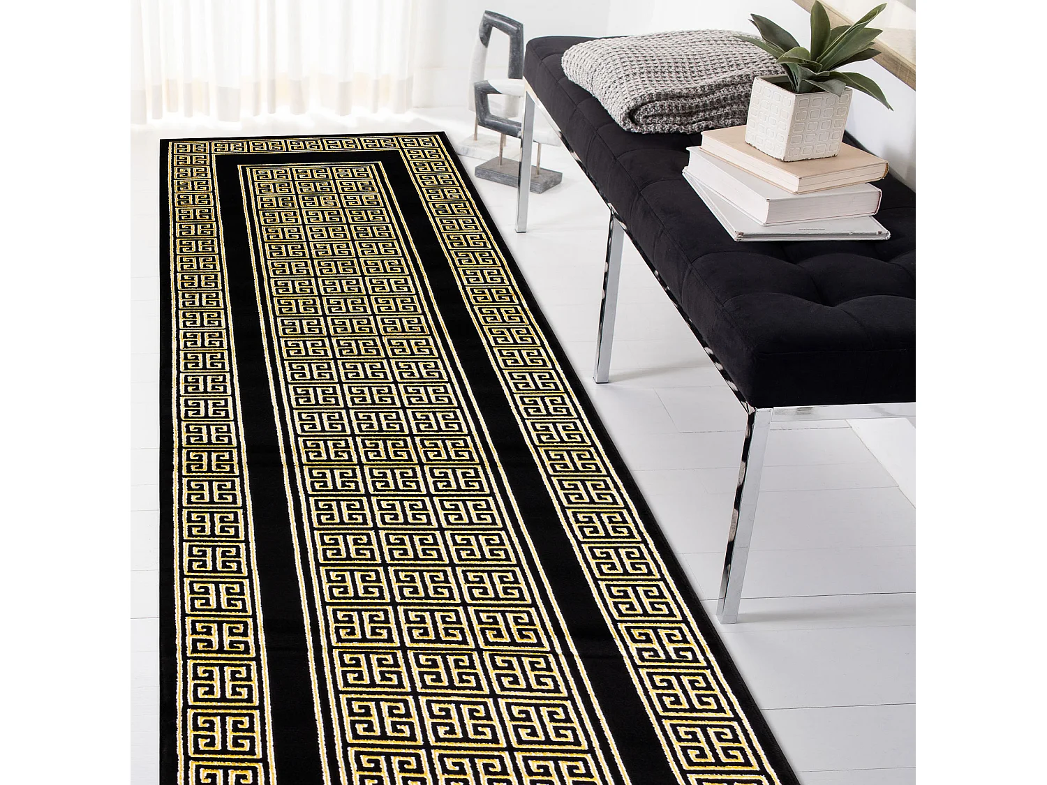 Tapis, le tapis de couloir GLOSS moderne 6776 86 élégant, cadre, gre 70x300 cm