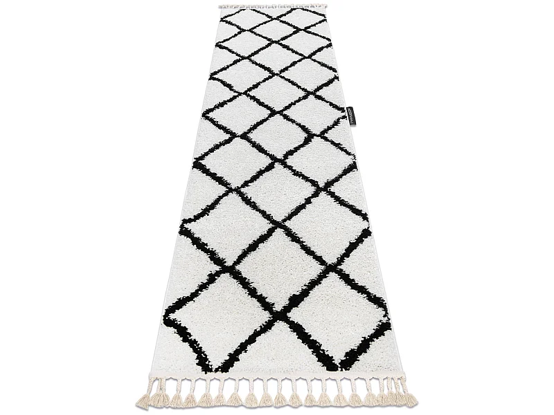 Tapijt, Vloerbekleding BERBER CROSS wit - voor keuken, naar de gang 60x300 cm