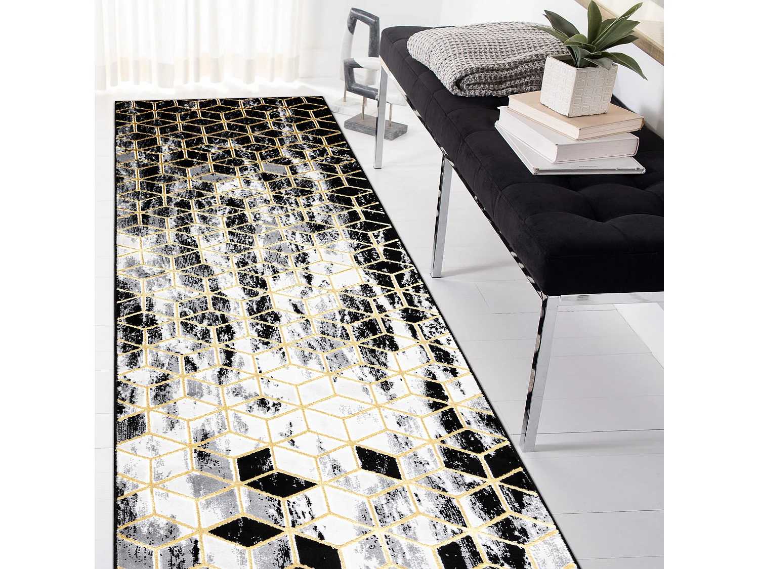 Tapis, le tapis de couloir GLOSS moderne 409A 82 cube élégant, glamo 80x300 cm