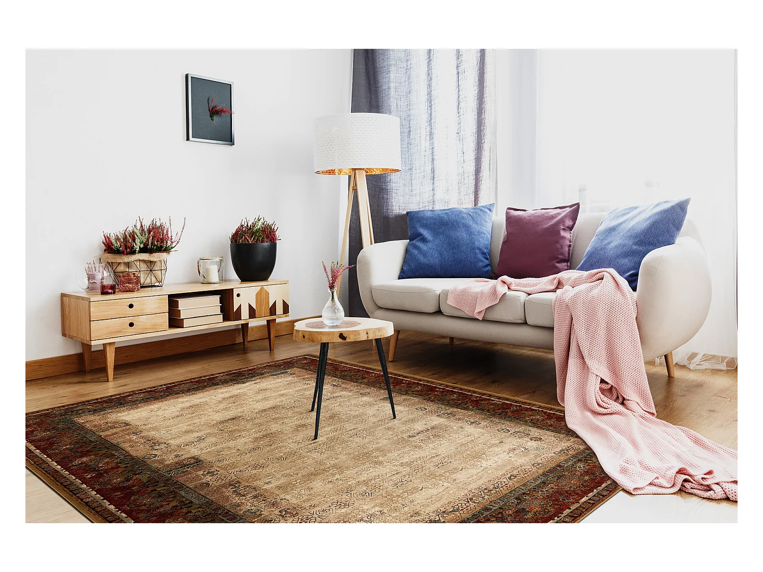 Tapis en laine POLONIA PAMUK 2 rose 235x350 cm