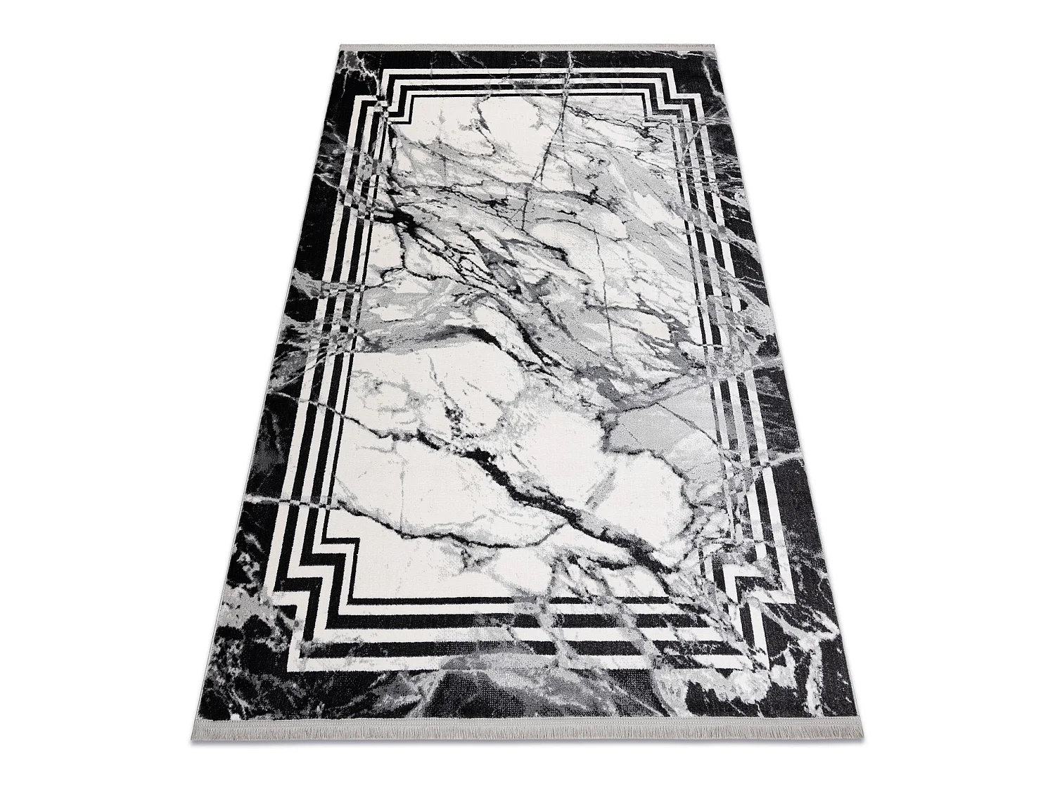 Tapis TULS structural, franges  51210 moderne, Marbre anthracite 240x330 cm
