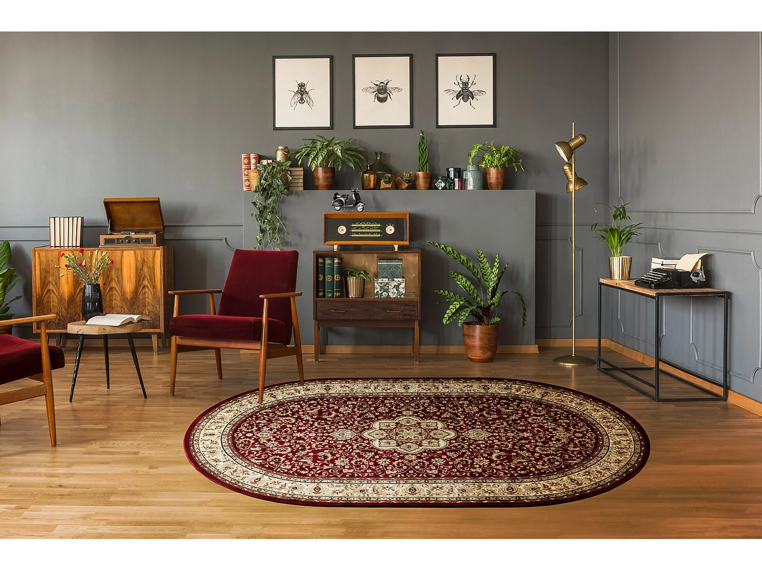 Dywan ROYAL ADR owal wzór 521 bordo 150x250 cm