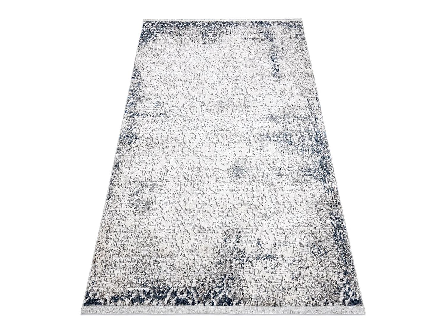 Tapijt REBEC modern rand 51172A - twee poolhoogte , crème / blauw 240x330 cm