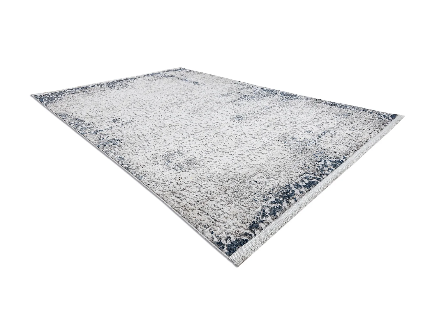 Tapis moderne REBEC franges 51172A - deux niveaux de molleton crème / 240x330 cm