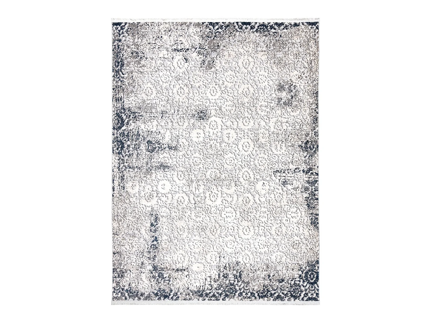 Tapis moderne REBEC franges 51172A - deux niveaux de molleton crème / 240x330 cm
