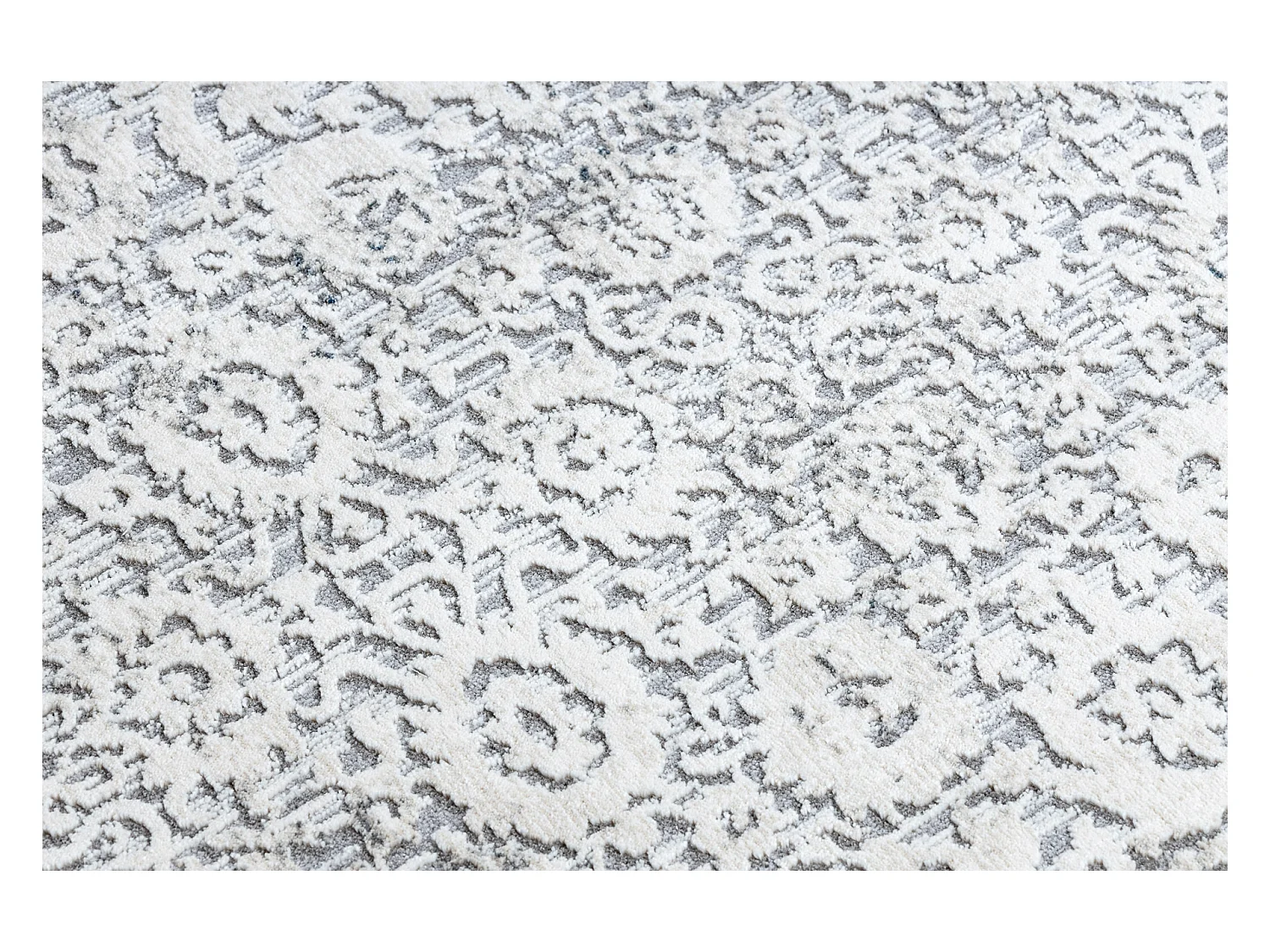 Tapis moderne REBEC franges 51172A - deux niveaux de molleton crème / 240x330 cm