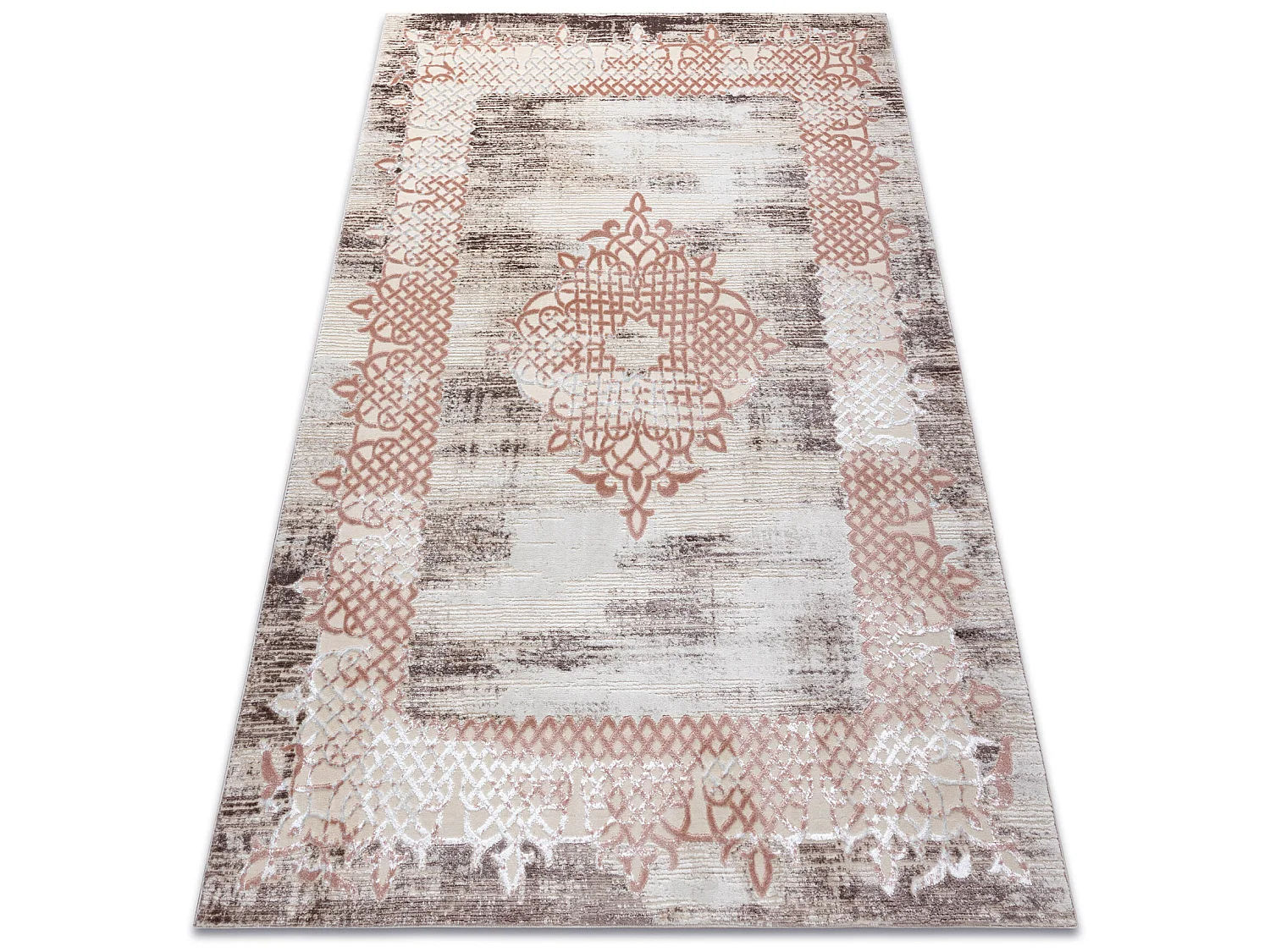 Tapijt CORE W9797 Kader, Rosette - structureel, twee lagen vlies, beig 160x220 cm