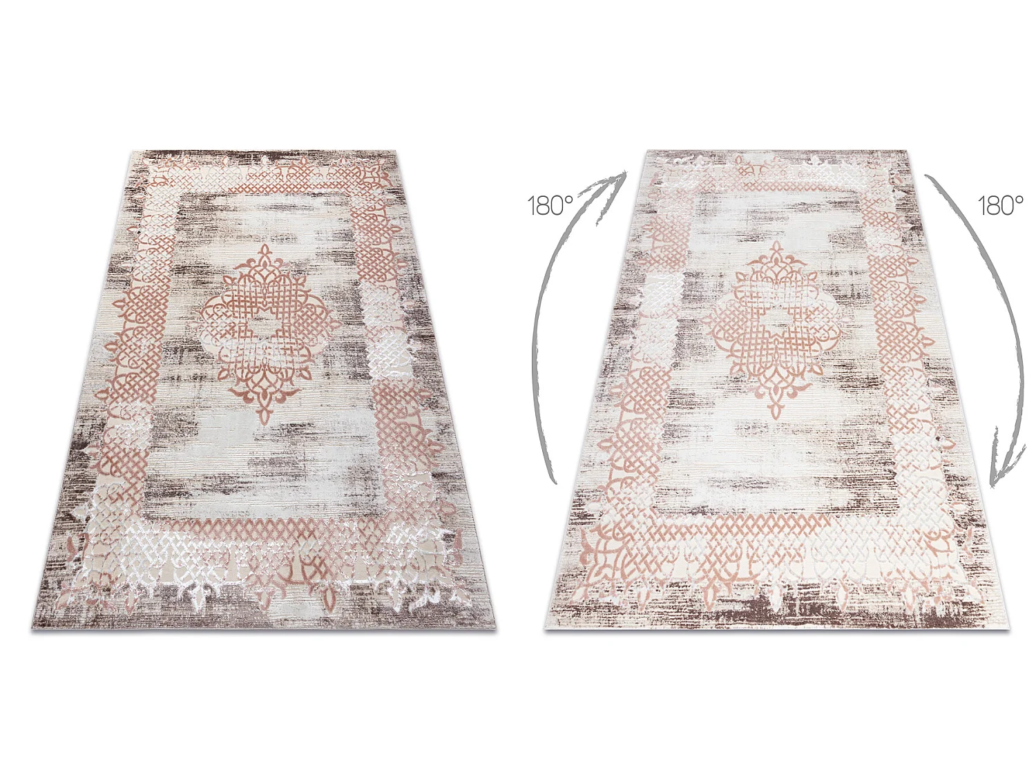 Tapijt CORE W9797 Kader, Rosette - structureel, twee lagen vlies, beig 160x220 cm