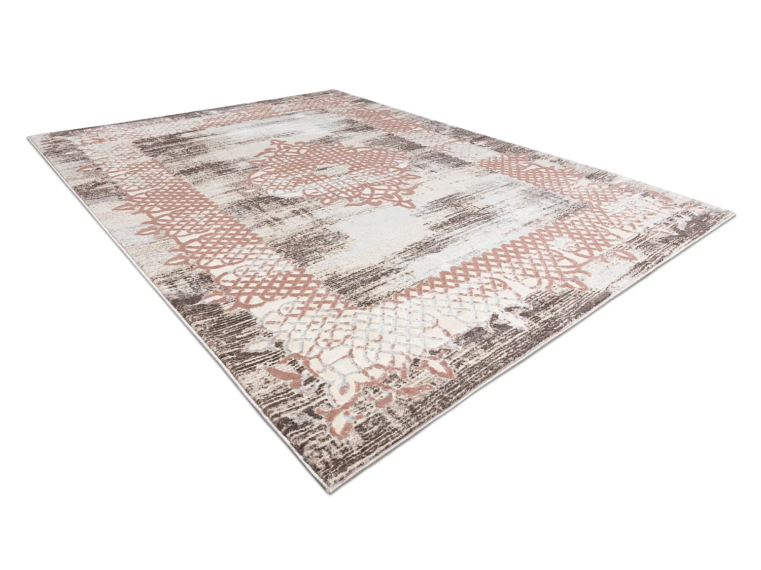 Tapijt CORE W9797 Kader, Rosette - structureel, twee lagen vlies, beig 160x220 cm