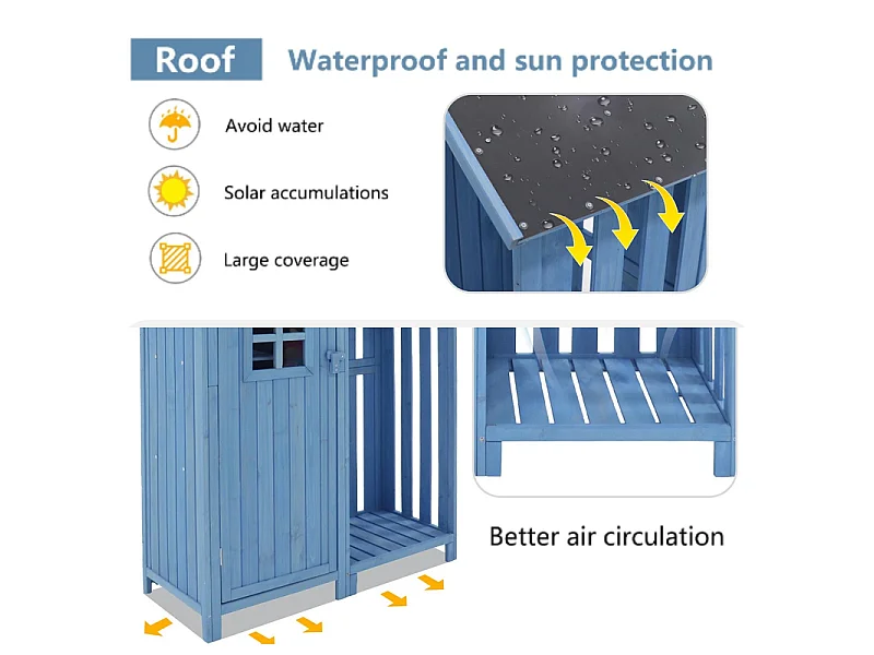 Sparrenhouten tuinhuis - gereedschapsschuur met 2 geïntegreerde planken - H 173 cm - waterdicht PVC dak - Groen