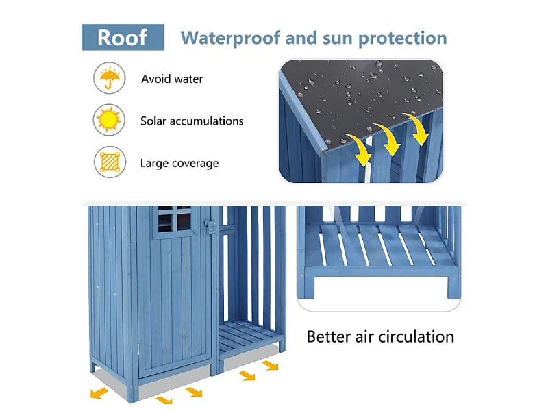 Abri de jardin en bois de sapin - remise à outils avec 2 étagères intégrées - H 173 cm - toit imperméable en PVC - Vert
