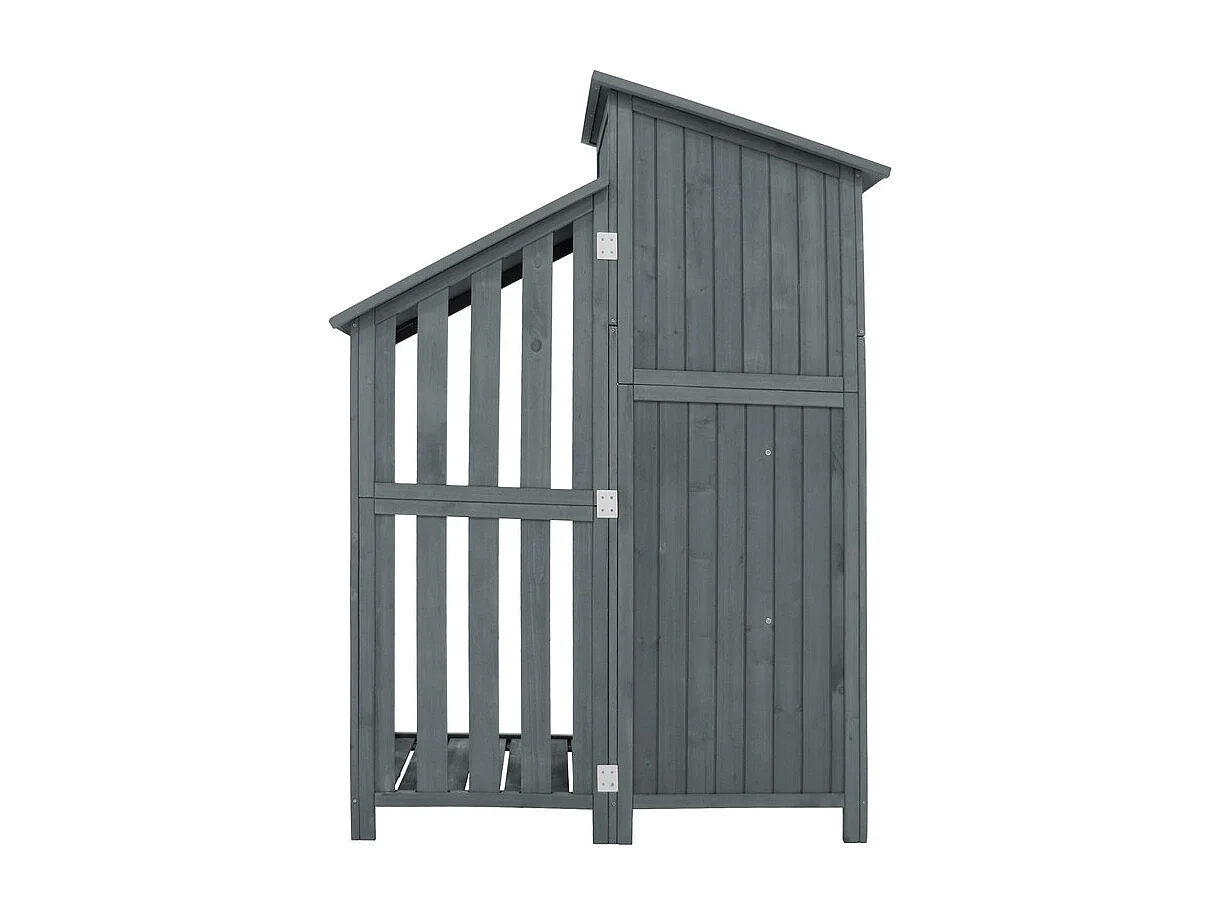 Abri de jardin en bois de sapin - remise à outils avec 2 étagères intégrées - H 173 cm - toit imperméable en PVC - Gris