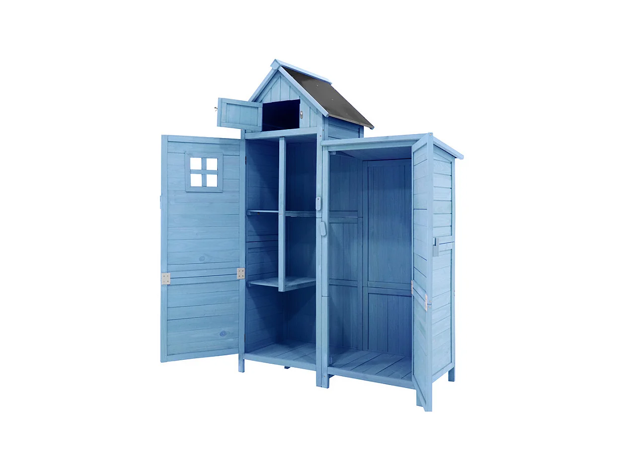 Sparrenhouten tuinhuis - gereedschapsschuur met 2 geïntegreerde planken - H 173 cm - waterdicht PVC dak - Groen