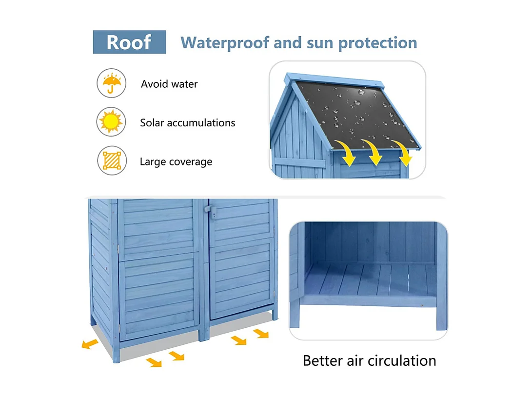 Abri de jardin en bois de sapin - remise à outils avec 2 étagères intégrées - H 173 cm - toit imperméable en PVC - Vert