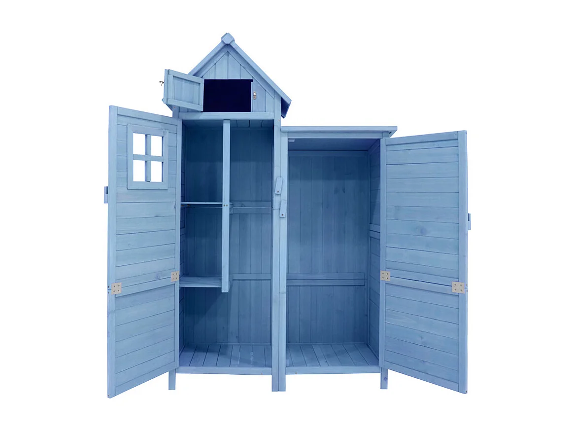 Abri de jardin en bois de sapin - remise à outils avec 2 étagères intégrées - H 173 cm - toit imperméable en PVC - Vert