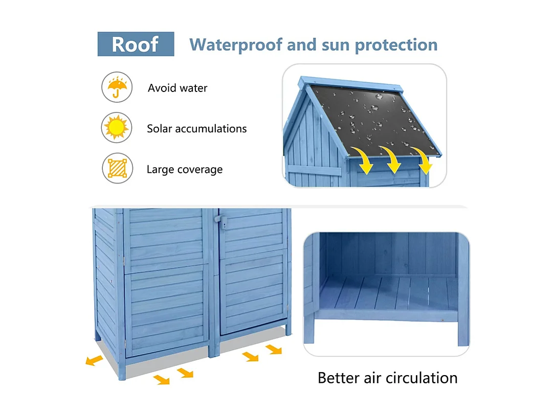 Sparrenhouten tuinhuis - gereedschapsschuur met 2 geïntegreerde planken - H 173 cm - waterdicht PVC dak - Groen