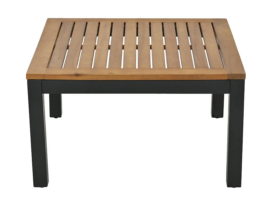 Salon de jardin multifonctionnel en Acier galvanisé et décoré de Bois d'Acacia - 4 places - canapé d'angle et 1 table basse - Gris