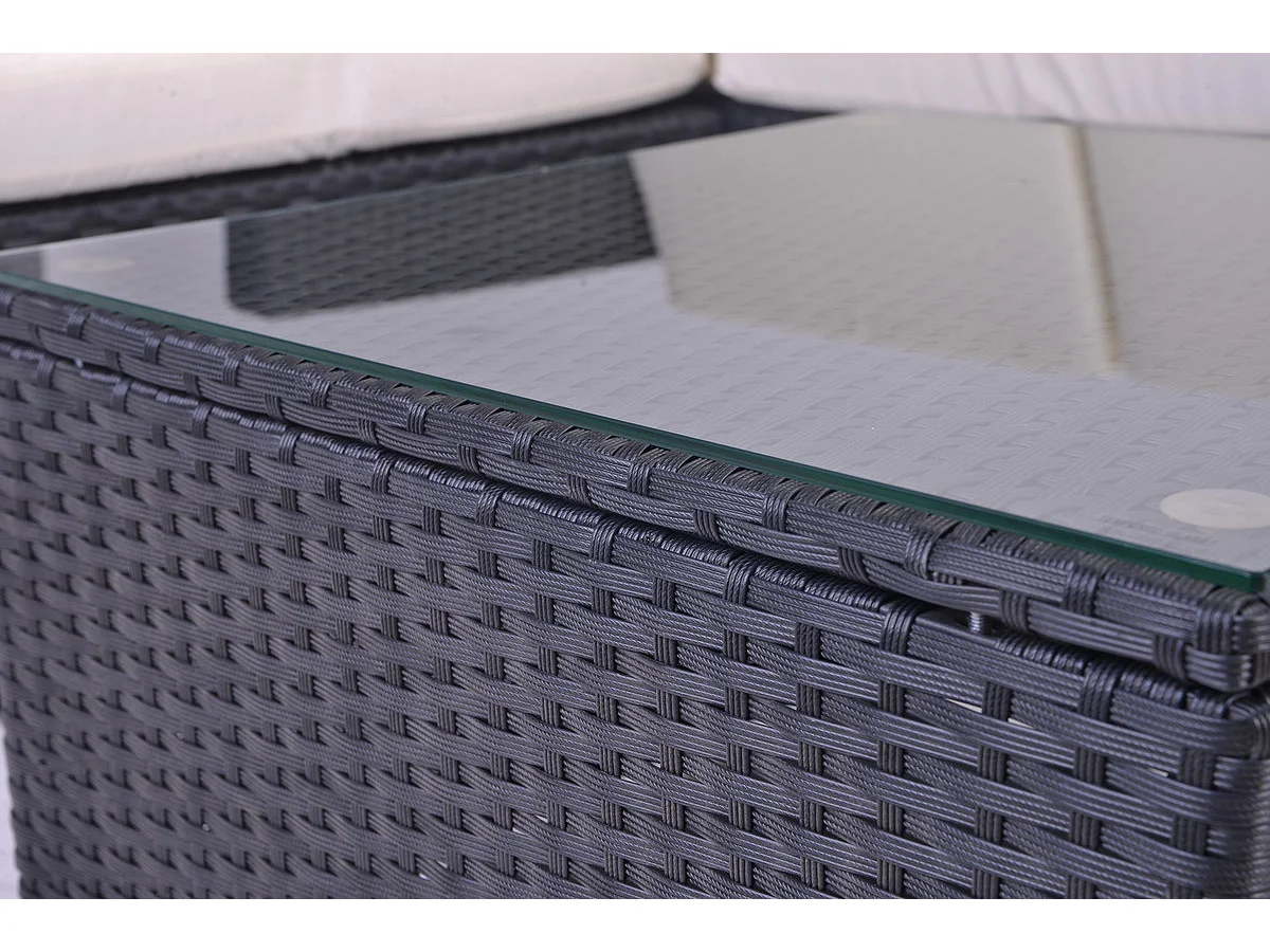 Tuinmeubelen in geweven hars - Buitenhoekbank met salontafel - 4 plaatsen - Zwart