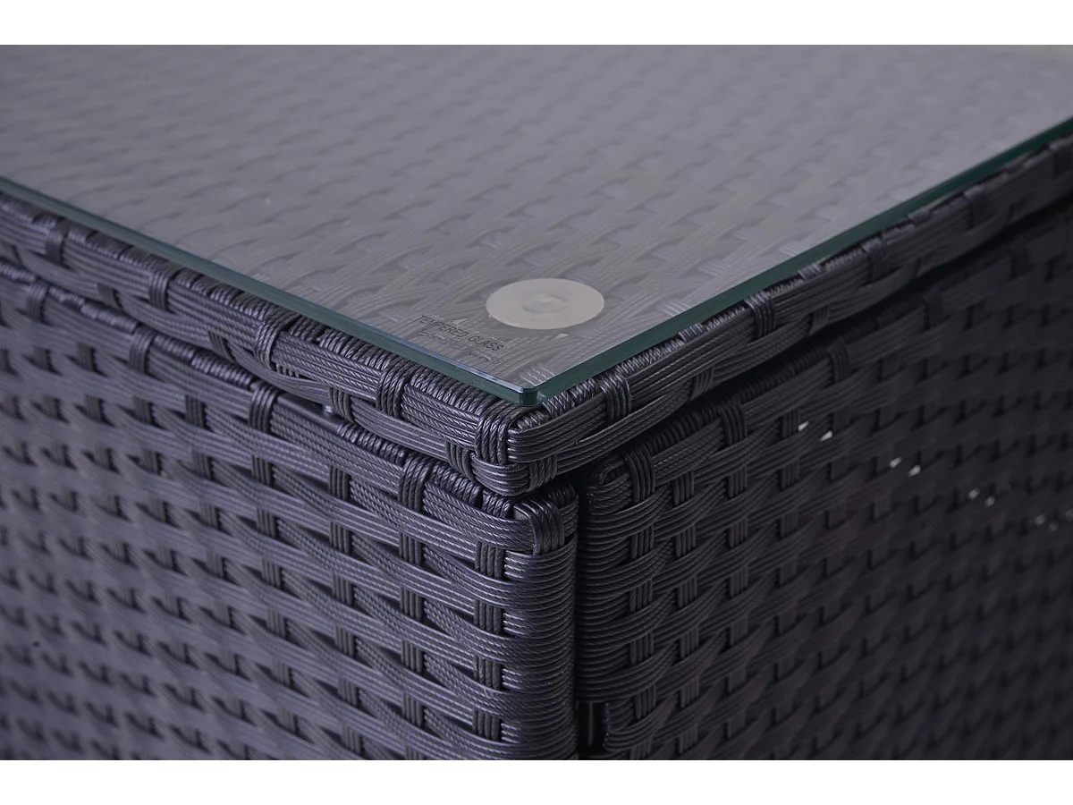 Tuinmeubelen in geweven hars - Buitenhoekbank met salontafel - 4 plaatsen - Zwart