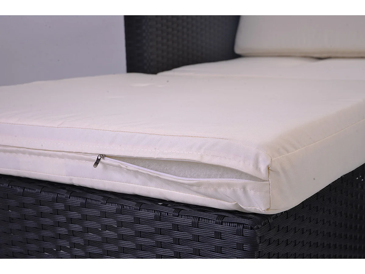 Salon de jardin en résine tressée - Canapé d'angle extérieur avec table basse - 4 places - Noir