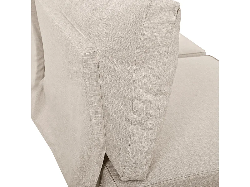 Salon de jardin multifonctionnel en Acier galvanisé et décoré de Bois d'Acacia - 4 places - canapé d'angle et 1 table basse - Beige