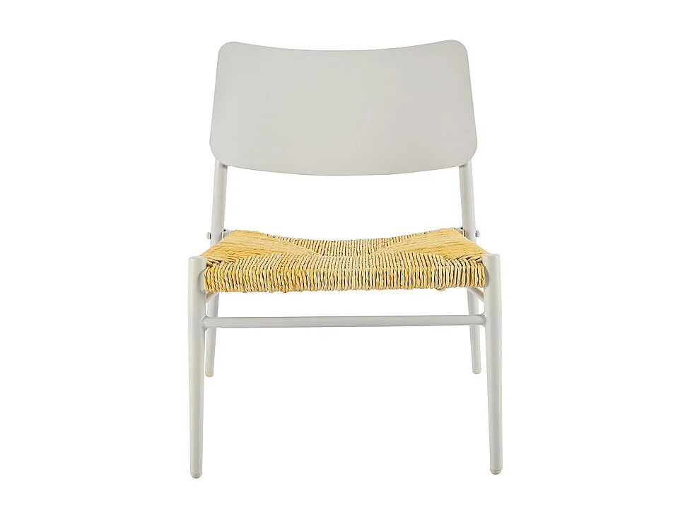 Set mit 2 Gartensesseln aus Aluminium – mit Couchtisch – PE-Rattanmatte – Weiß