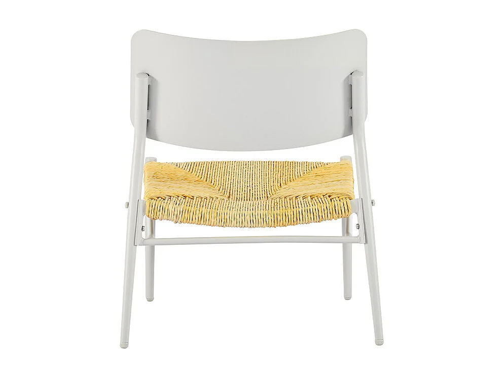 Lot de 2 fauteuils de jardin en aluminium - avec une table basse - tapis en rotin PE - Blanc