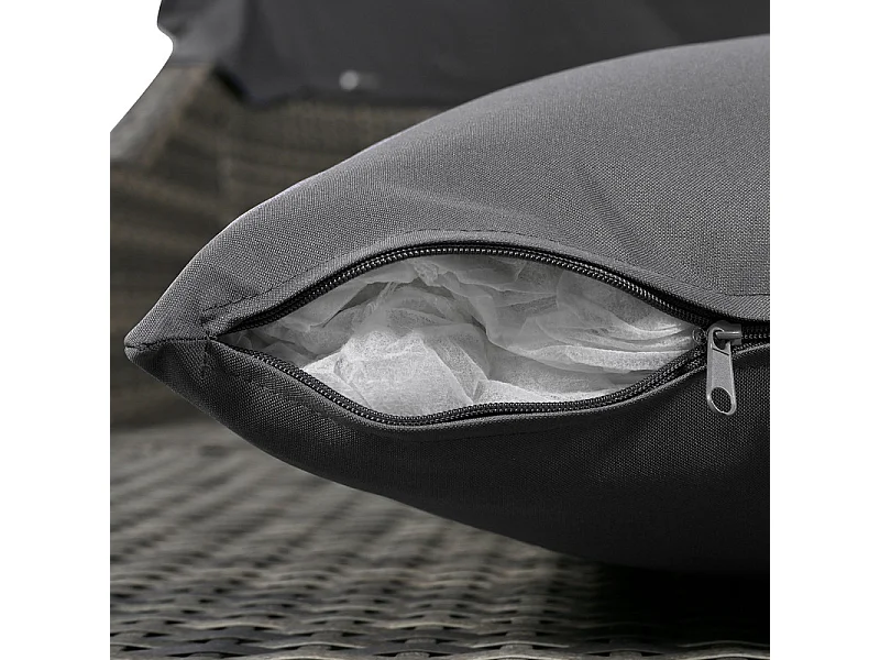 Gartenmöbel für 2 Personen – PE-Rattan-Loungesofa mit 4 Kissen und verstellbarem Baldachin – Grau