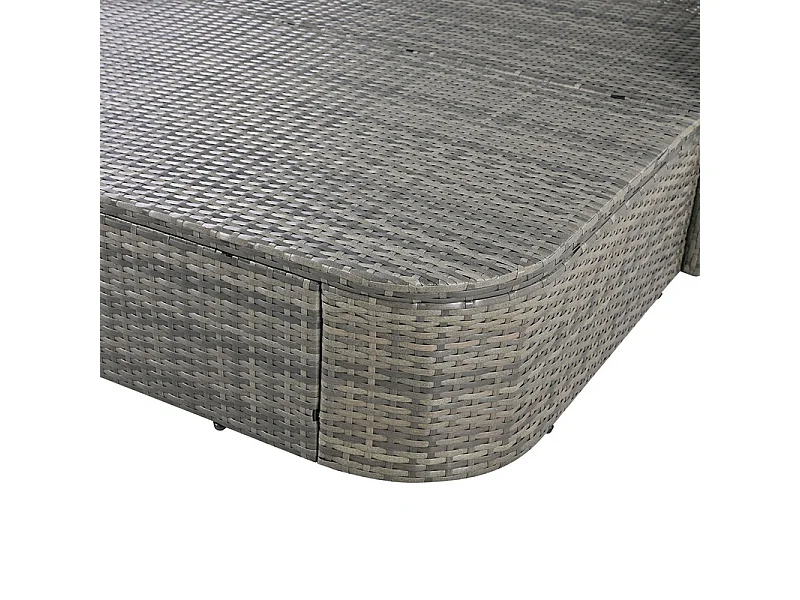 Gartenmöbel für 2 Personen – PE-Rattan-Loungesofa mit 4 Kissen und verstellbarem Baldachin – Grau