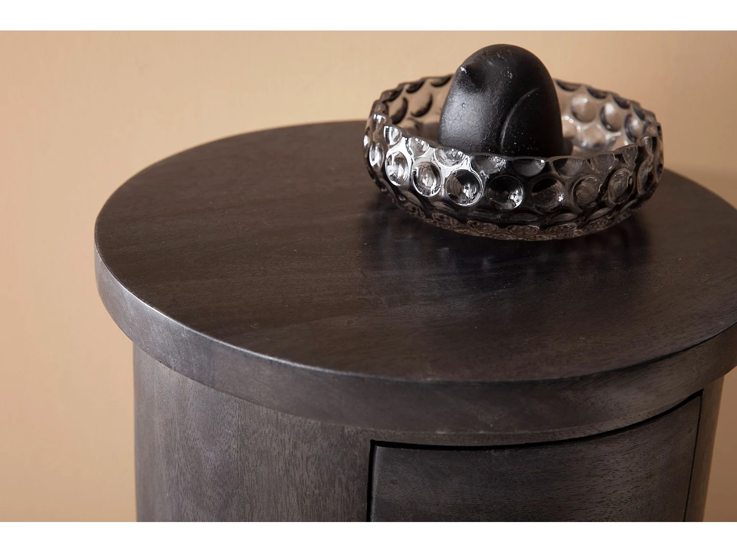 Buffet Ronde Commode Mango Bois Massif avec Tiroirs Moderne Chambre