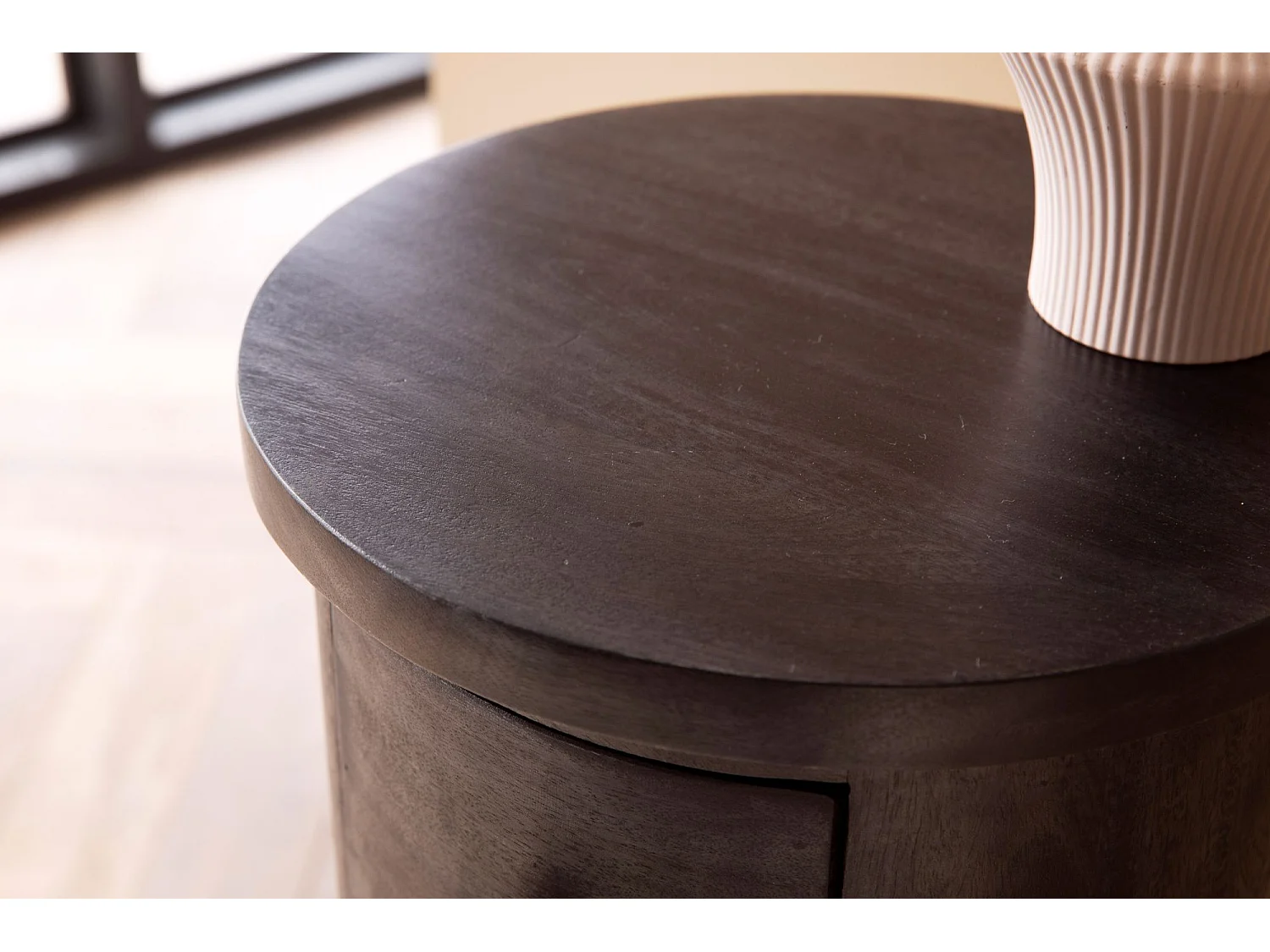 Buffet Ronde Commode Mango Bois Massif avec Tiroirs Moderne Chambre