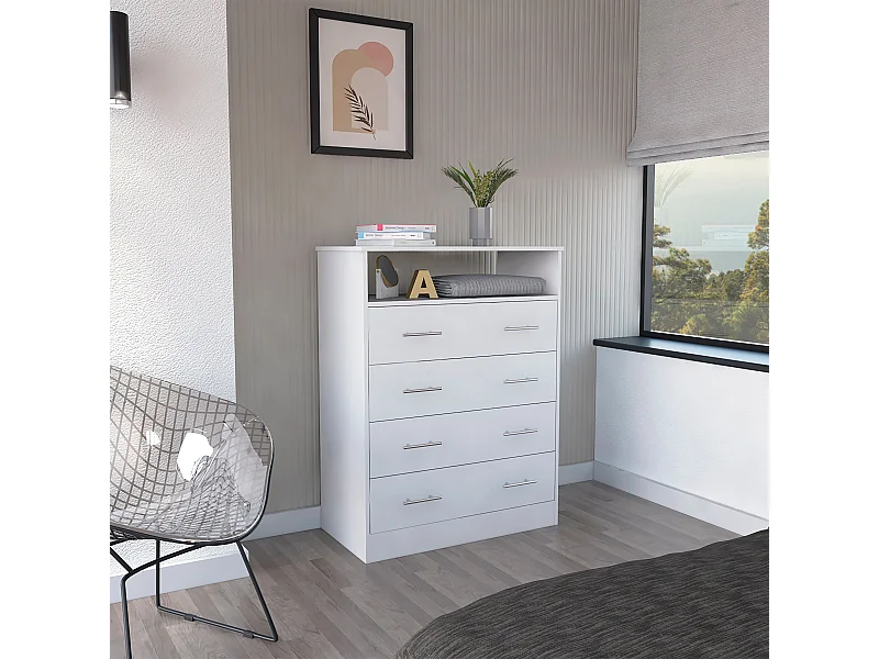 Cómoda 4 Cajones Perú con Amplio Almacenamiento Blanco