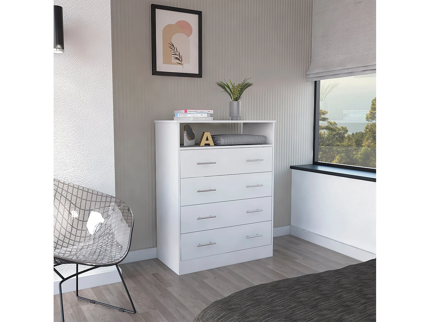 Cómoda 4 Cajones Perú con Amplio Almacenamiento Blanco