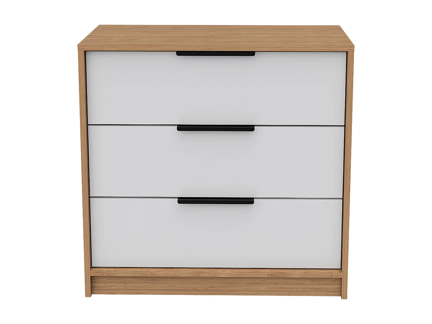 Cómoda de 3 Cajones Kaia, con tiradores métalicos , 68.68 cm  X 69.85 cm  X 41.50 cm  ,  Blanco / Miel